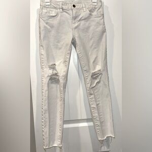 Vans white cropped jeans, distressed. Size 27/5